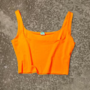 Neon Orange Crop Tank Top Cami Y2k Salty Sz Small